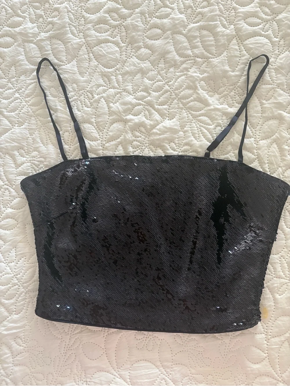 J. Crew Collection Sequin Navy Spaghetti Strap Crop Top - Women